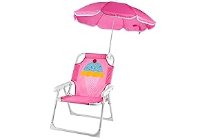 PLULON Kids Beach Chair with Umbrella Folding Summer Shade Children's Beach Chair...