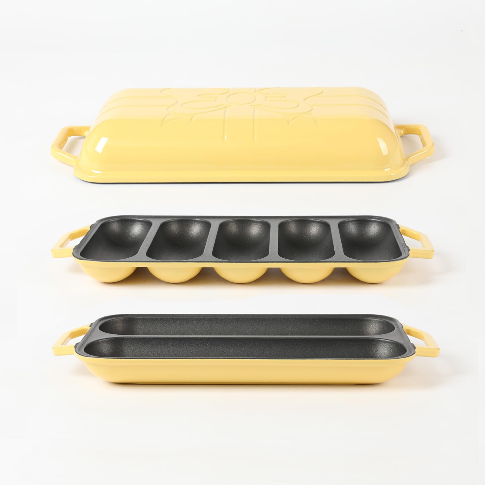 Snapklik.com : HAWOK Enameled Cast Lron Baguette Bread Baker, 3-in-1 ...