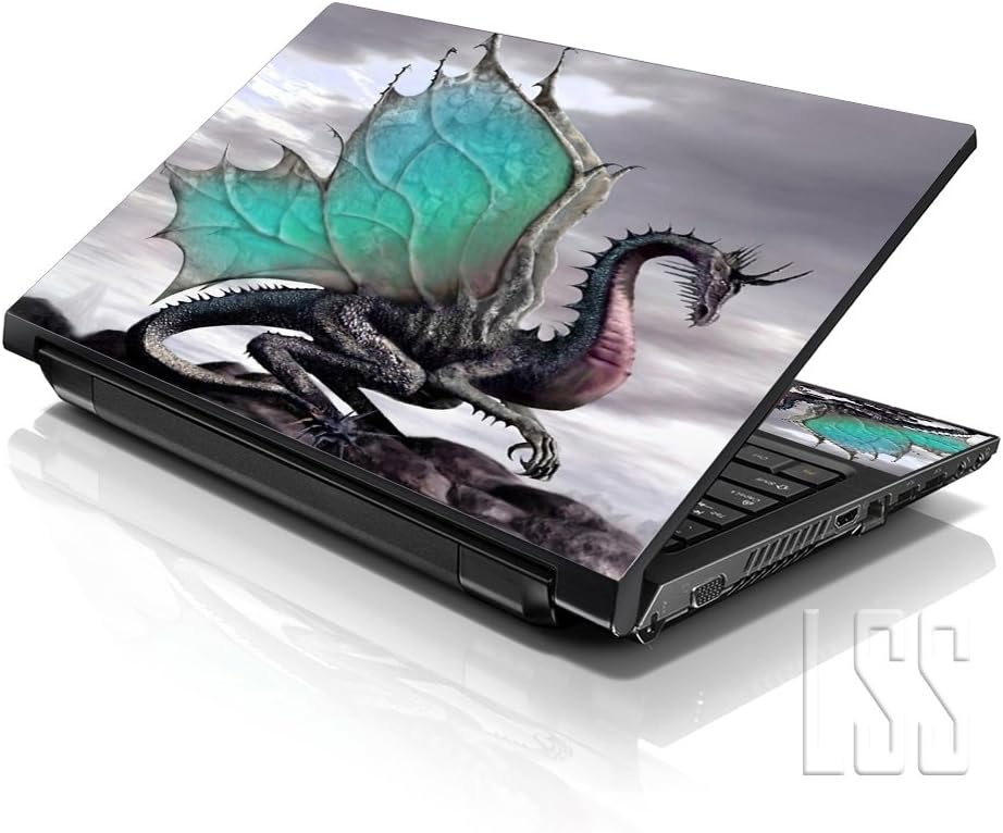LSS 15-15.6" Laptop Sleeve Bag with Matching Laptop Skin Sticker & Mouse Pad Combo | Carrying Case for 14" 15" 15.6" - Flying Dragon