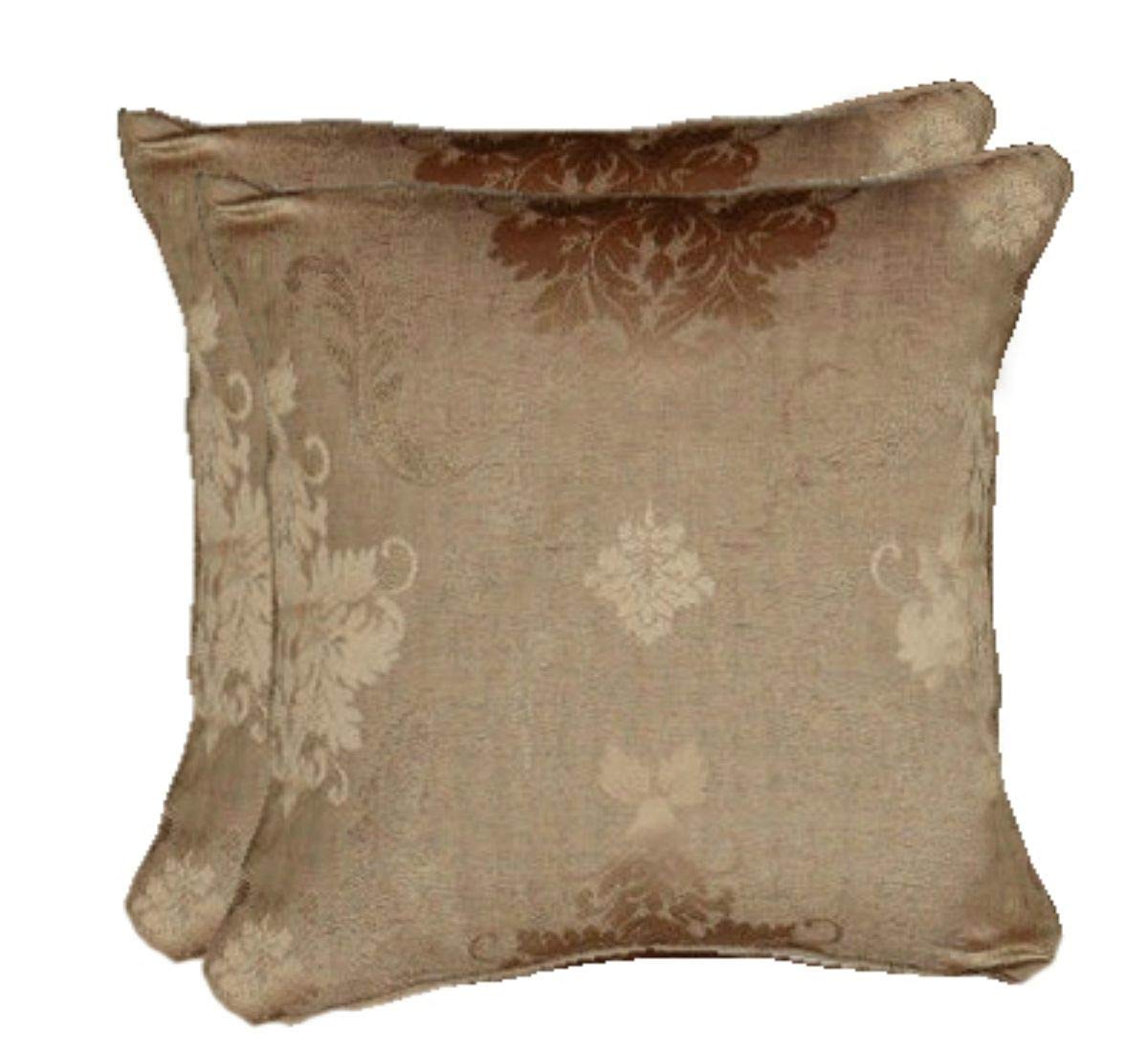 Householdfurnishing Redy Made Luxury Jacquard Fully Lined Curtain Pair Pencil Pleat With Free Tie Backs (Cushion Cover Coffee, Large 22 x 22)