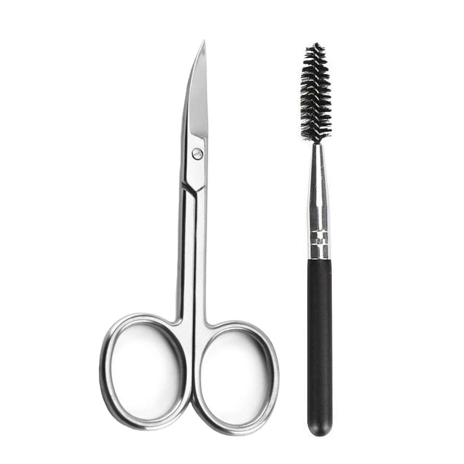 Wincome Eyebrow Scissors Eyebrow Brush, 2Pcs Eyebrow Kit Eyebrow Eyelash Extensions Shaping Curved Craft Stainless Steel Scissors Women Men Eyebrow Grooming Set Face Eyebrow Trim Tool (B) : Beauty & Personal Care
