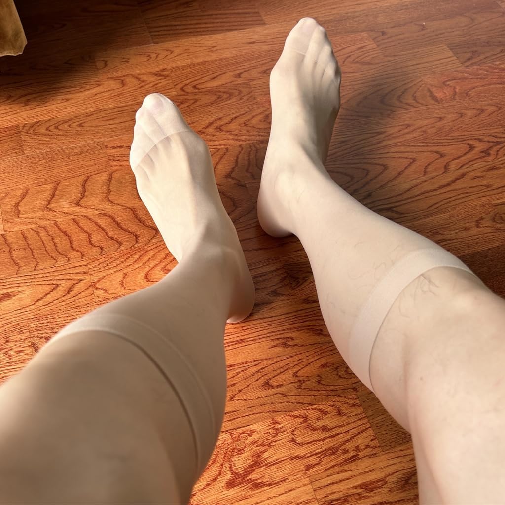 Mens Nylon Sheer Suit Sock Business Dress Socks with Reinforced Toe Plain Thin Formal Dress