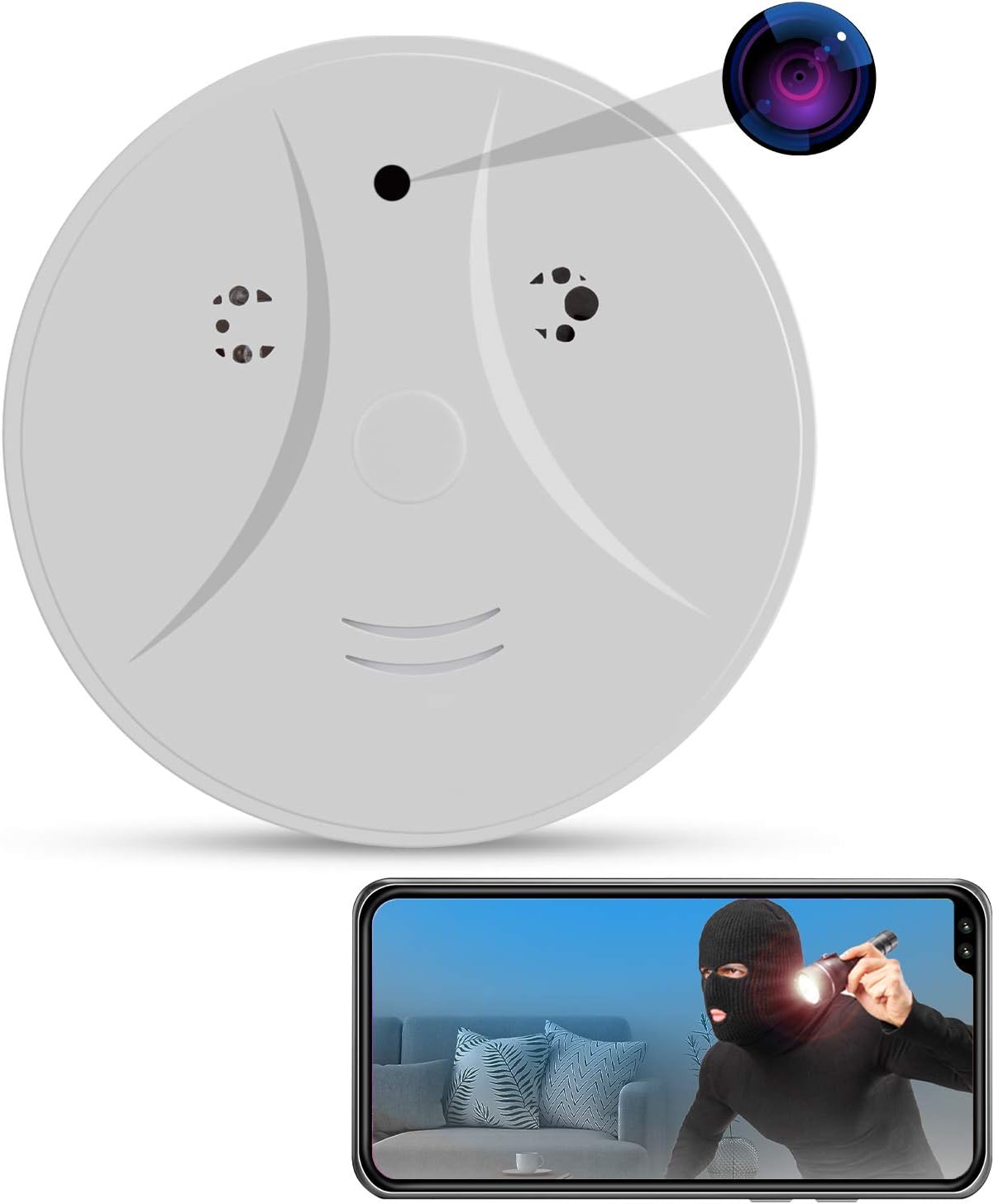 Product Deal Hidden Camera Smoke Detector – Wi-Fi – 1080P HD Motion Detection – Night Vision – Real Time – Wireless – Battery Operated