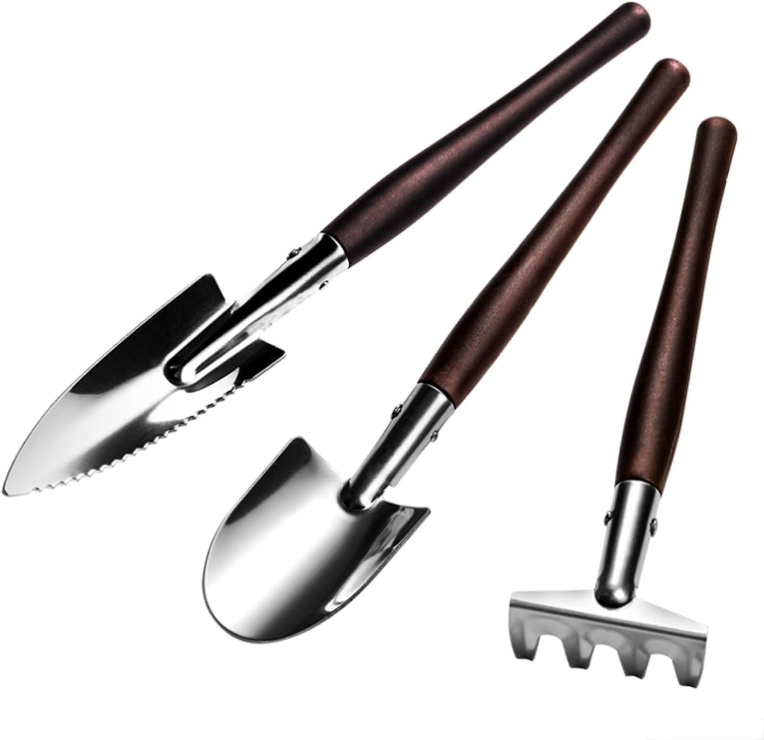 Compact Stainless Steel Garden Tool Set Hand Tools with Wood Handles Mini Portable Garden Tool Kit for Indoor Outdoor Plants Practical