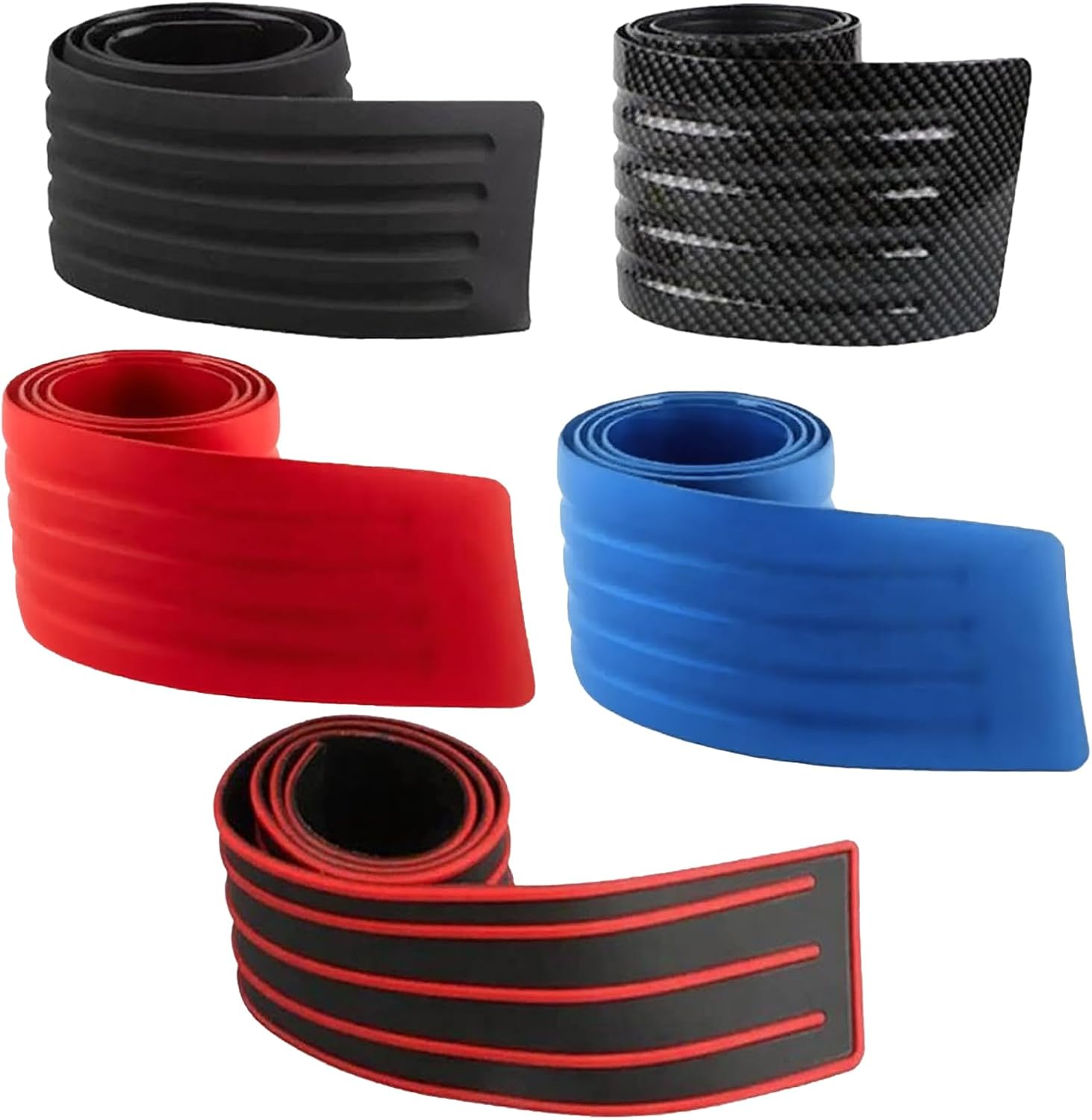 Car Rear Bumper Protector Guard Door Sill Protector Anti-Collision Trunk Guard Strip Car Rear Trim Door Entry Sill Guard Non-Slip Rubber Vehicle Trim Cover Protection (Red and Black 90cm)