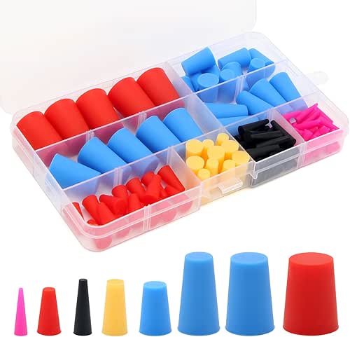 110PCS Silicone Rubber Tapered Plug, Coldairsoap High-Temperature Resistant Rubber Stoppers