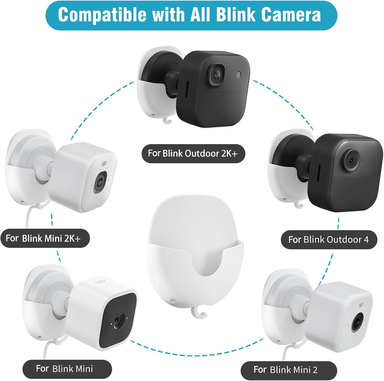 3 Pack Blink Camera No Drill No Screws Wall Mount Bracket for Blink Outdoor 4/Outdoor 2K+/Mini 2/Mini 2K+ Indoor Cameras, Strong Adhesive Mount, Damage-Free, Easy to Install