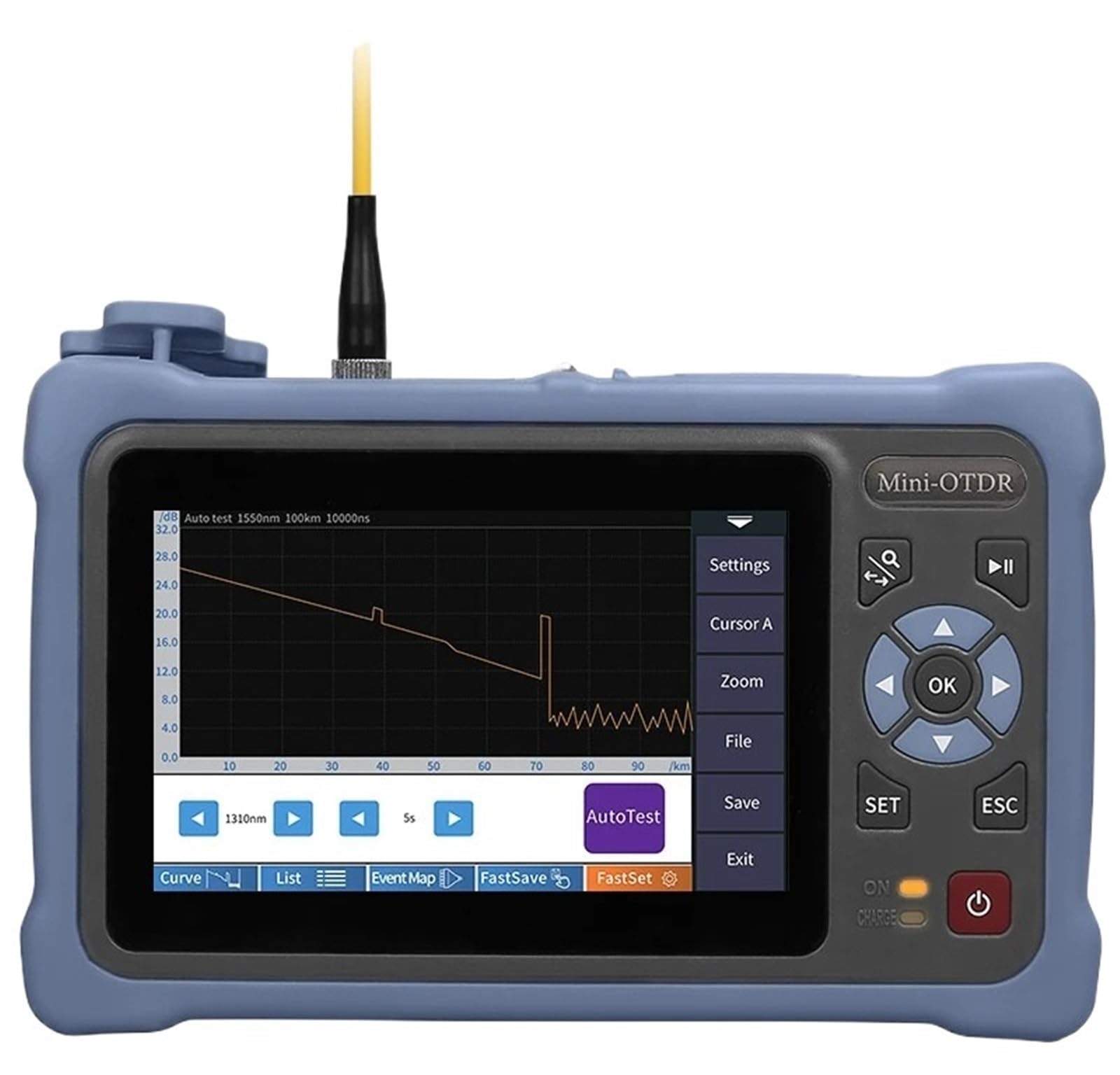 CVFRDD OTDR Fiber Optic Reflectometer, Touch Screen, VFL, OLS, OPM, Event Map, Ethernet Cable Tester, 1310, 1550nm, 26, 24dB