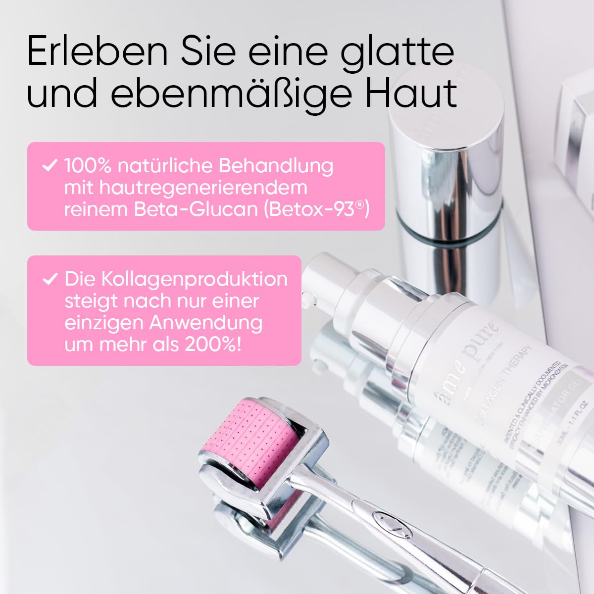 âme pure® CIT Face Roller Basic zestaw w 100% naturalny mikroigiełkowy do pielęgnacji skóry wrażliwej, zapewnia idealnie promienny wygląd skóry bez zmarszczek i zanieczyszczeń (0,5 mm)