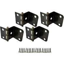 QCAA Durable Steel Semi-Concealed Hinge for Box, Chest & Cabinet, 1-1/2" Width x 1.2 mm Thickness, Antique Brass, 4 Pack, Made in Taiwan