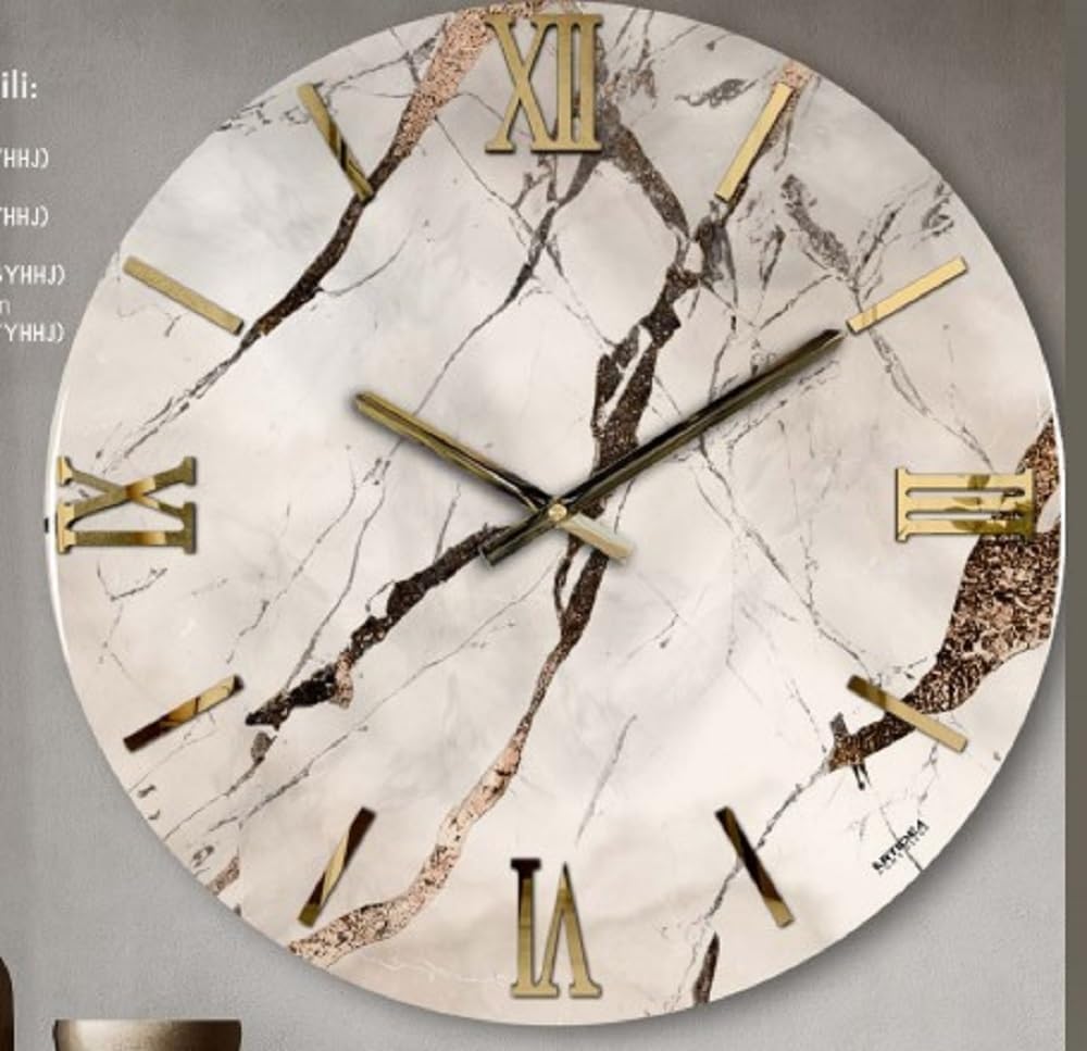 Generico Orologio da Parete, Soggiorno, Cucina, Moderno,Effetto marmo, Base legno, Lavorazione a resina, Numeri a rilievo, Diametro disponibile 40/60/80/100 cm, Made in Italy (elegante, 40 cm.)