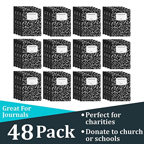 Veeboost Composition Notebooks, Wide Ruled Composition Notebook, Black Marble Covers Composition Notebook, 100 Sheets (48, Wide Ruled Composition) #TOP5