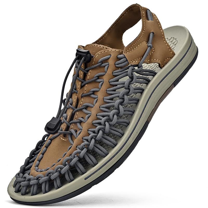 Rope Sport Sandals for Men Fisherman Shoes Men's Handmade Woven Shoes Comfortable & Lightweight Cord Beach Sandals