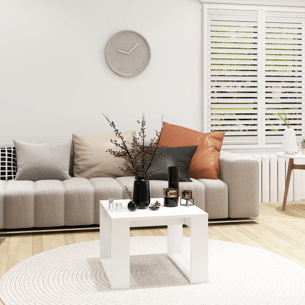 vidaXL Tavolino Bianco 50x30x50 cm in Legno Multistrato