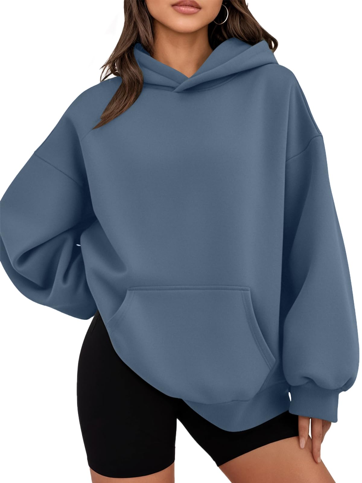 WYNNQUE Hoodies for Women Oversized Sweatshirts Fall Fashion Outfits 2026 Casual Sweaters Tops Fleece Plus Size Workout Comfy Winter Clothes GreyBlue M