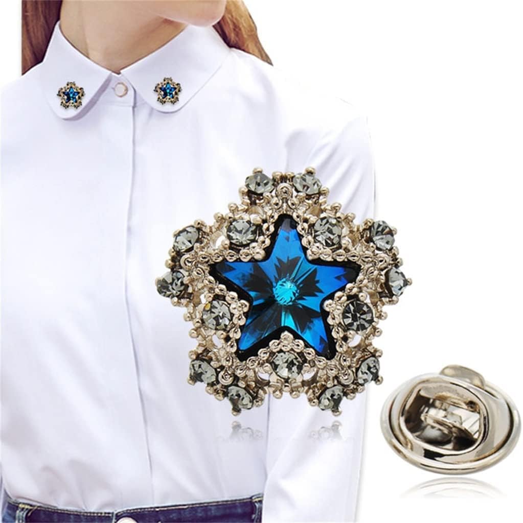 Star Anti-Glare Collar Button Neckline Decoration Collar Pin Women's Shirt Collar Suit Men's Corsage Pin Accessories (2.*2.cm)