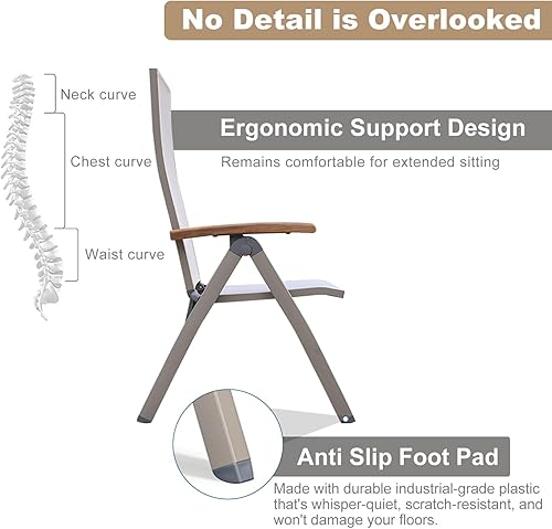 Miniatura 6 de Silla plegable ajustable, dormitorio interior, balcón al aire libre, patio, césped, playa, porche, para cómoda silla de salón plegable, reclinable