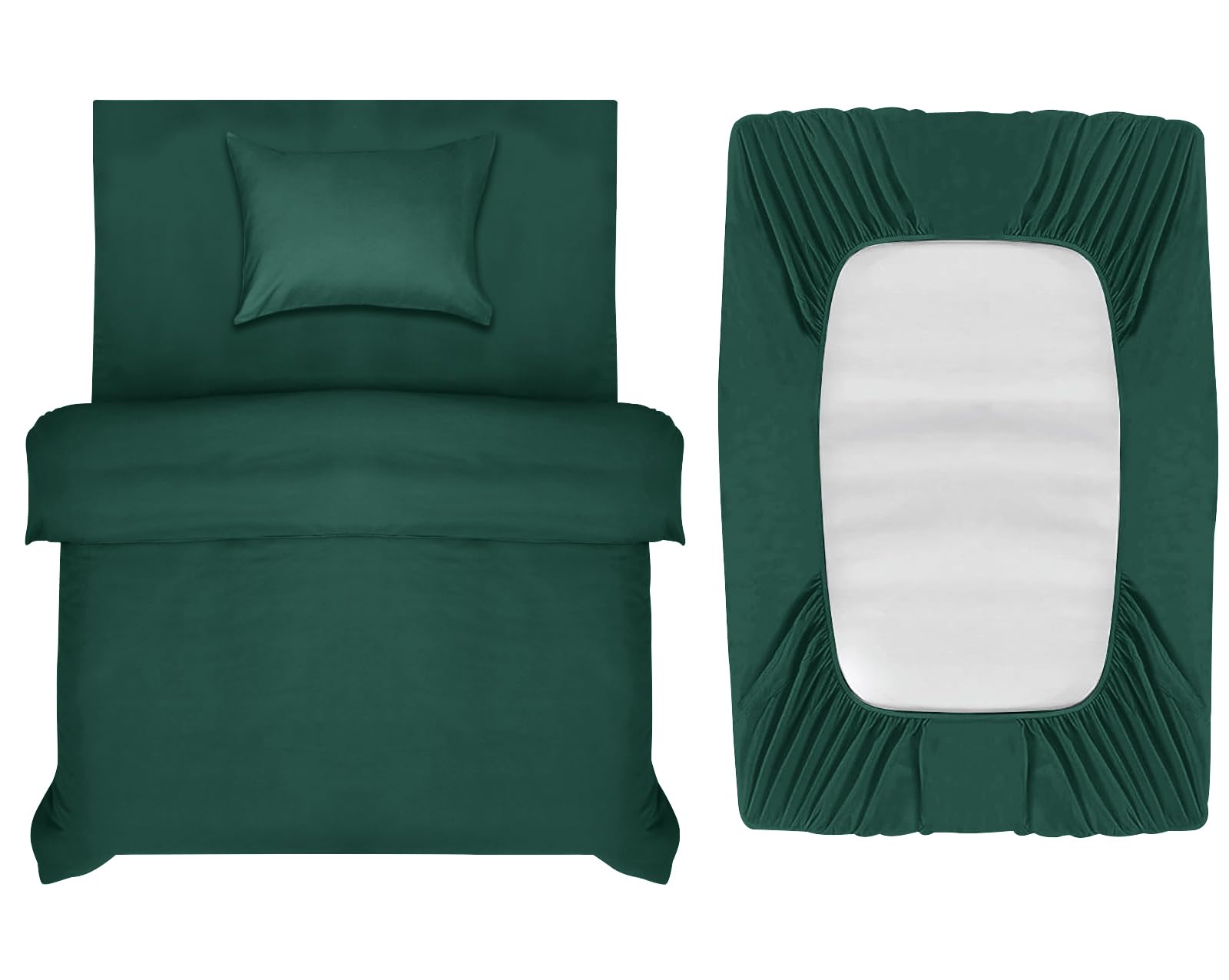 INSPIRE HOMEWARE Single Duvet Cover Set - Duvet Cover,Fitted Sheet with Pillowcase - Premium Brushed Microfiber 3 piece Single Bedding Sets - Emerald Quilt Cover Set for All Seasons โ image 1