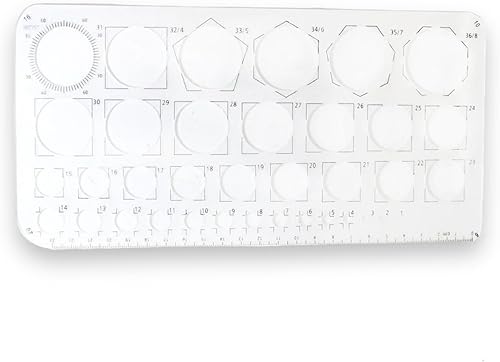 Artist's Best - Plantilla de dibujo circular de plástico de 10 pulgadas, tamaños de círculo de 0.039 in a 1.417 in, marcas de medición dobles en cm