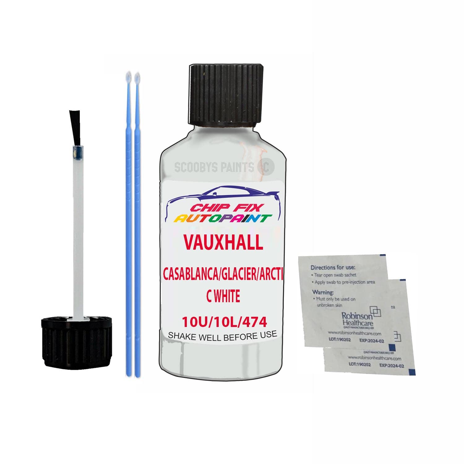 Scoobys Paints Back In The Mix Casablanca/Glacier/Arctic White Touch Up Paint For Opel/Vauxhall Vivaro 10U 1988-2016 30Ml Bottle Brush Scratch Stone Chip Repair Pen