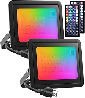 Meloght LED Flood Light Outdoor 400W Equiv, 40W RGB Color Changing Outdoor Floodlights with Remote, Uplighting Indoor IP66 Landscape Floor Lighting Stage Spotlights, Uplights for Events Halloween