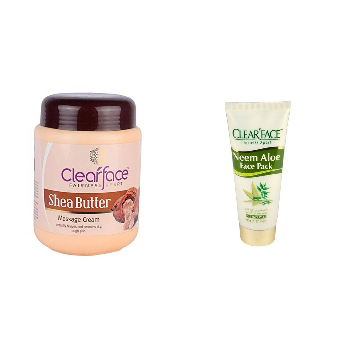 Clear Face Shea Butter Massage Cream With Clear Face Neem Aloe Face