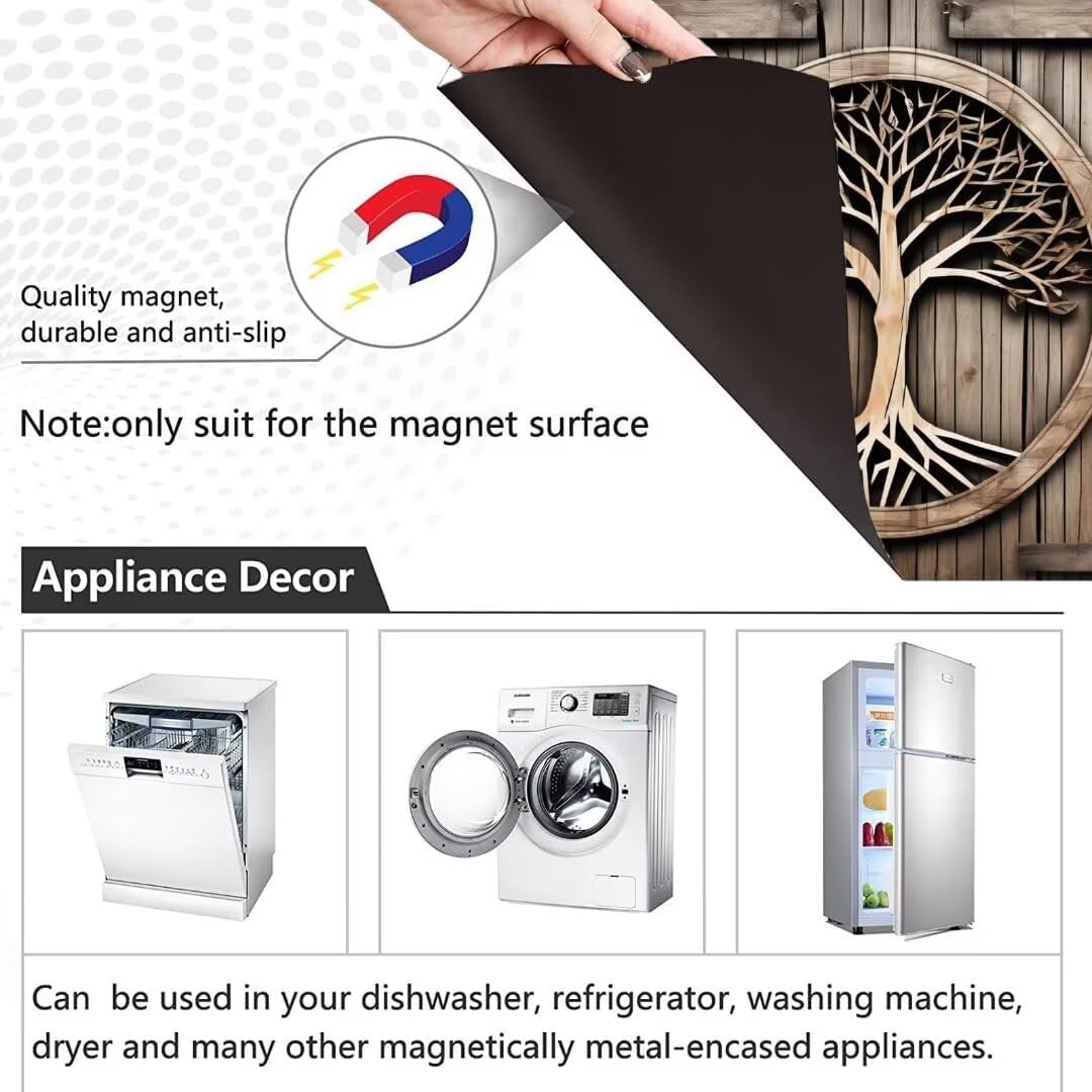 Tree of Life Dishwasher Magnet Panel Decal Kitchen Decor, Barn Wooden Door Vinyl Dishwasher Door Cover Sheet, Fridge Wall Cabinets Magnetic Sticker - 23" x 26" Magnetic