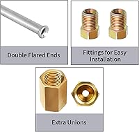Vista 4 de MuHize Líneas de freno a prueba de óxido de 10" - 3/16" tubo de acero inoxidable resistente con abocinados dobles de precisión y 2 uniones Ajuste