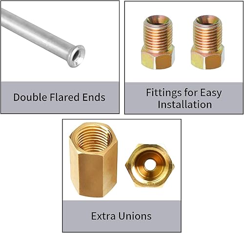 Miniatura 4 de MuHize Kit de línea de freno de 6 pulgadas, tubo de línea de freno de acero inoxidable 316 con accesorios, tubo de línea de freno de doble
