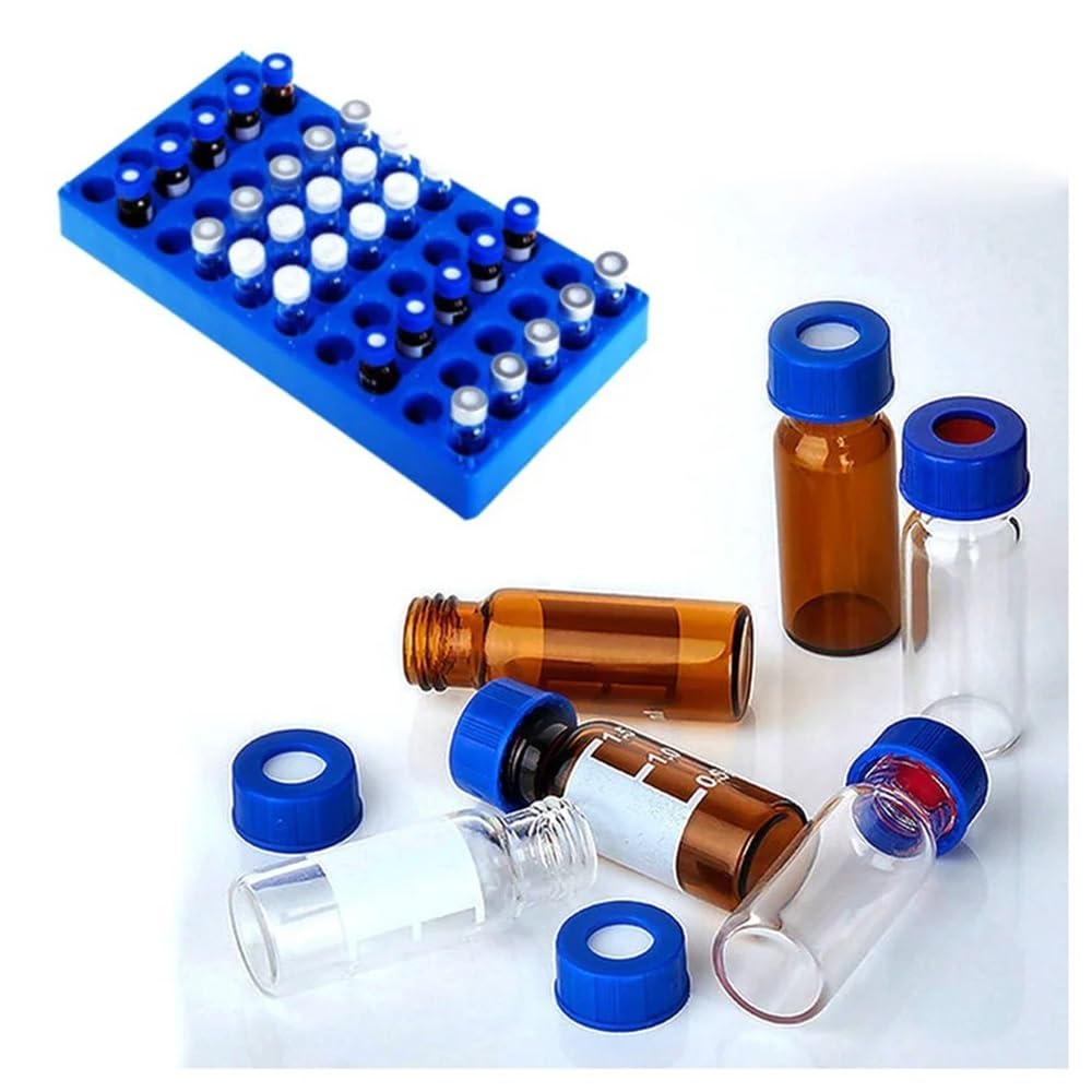 Flacone for campione di spazio di testa in vetro trasparente/marrone da laboratorio da 1,5/2 ml con tappo in silicone for iniezione(Type D 100pcs)