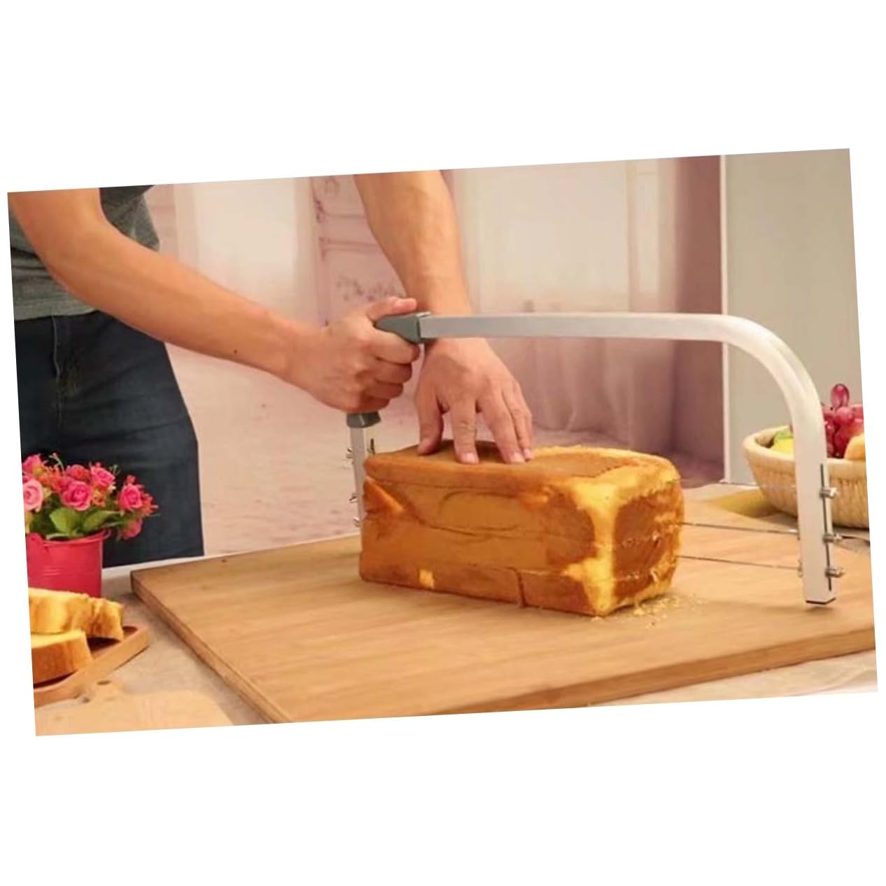 TOPBATHY Niveleur à Gâteau 14 Pouces Alliage D'aluminium 3 Lames Anti-dérapant Découpe Précise