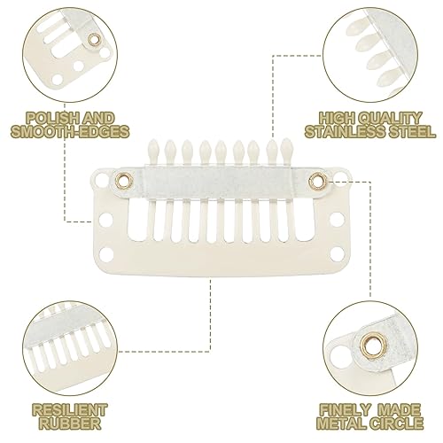 Miniatura 10 de WILLBOND 30 pinzas de extensión de cabello de 1.260 in y 9 dientes, pinzas a presión, peine pequeño, accesorios de peluca para mujeres, extensiones