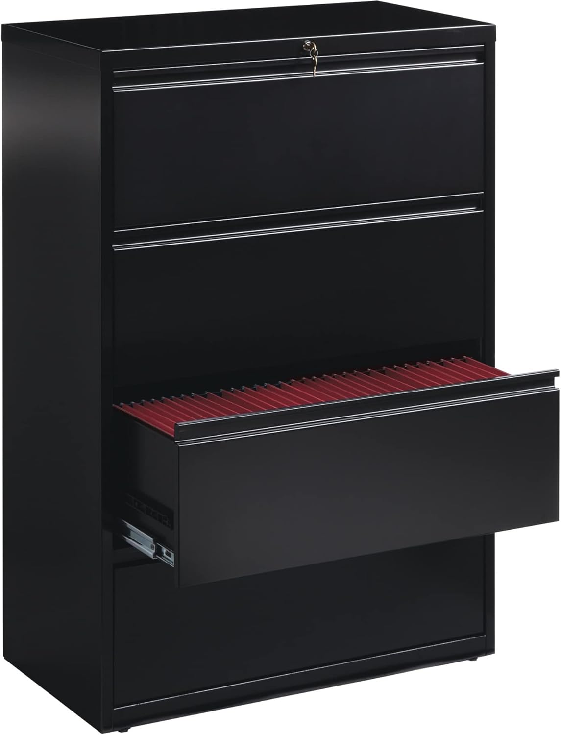 WorkPro® 36"W Lateral 4Drawer File Metal, Black