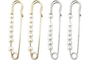Honbay 4Pcs Faux Pearl Brooch Pins Safety Pins