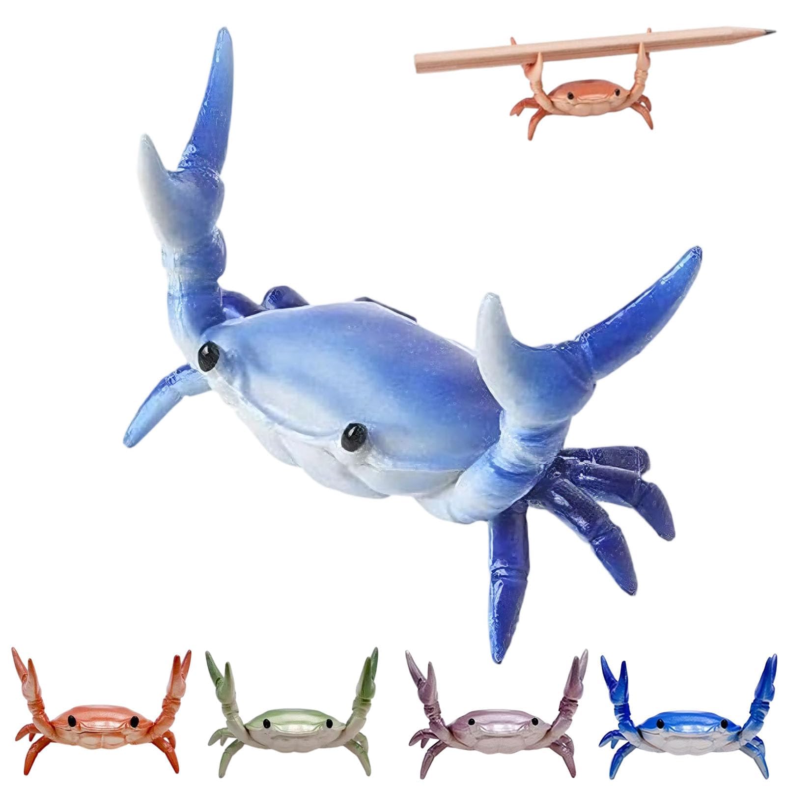 EHOTER Creative Crab Pen Holder Weightlifting Crabs Pen Stand Storage Rack Office Desktop Decoration Pencil Holders Desk Supplies Holders and Dispensers Desk Accessories (Blue)