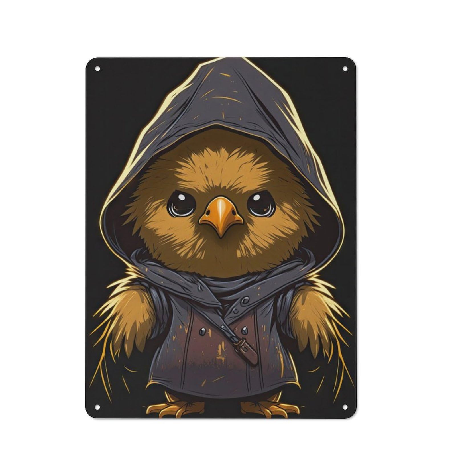 Junmoney Wizard The Chicken Rustic Tin Sign 40X30cm, Garden Style Garden Room Wall Plaque For Conservatory, Home Bar Or Utility Room