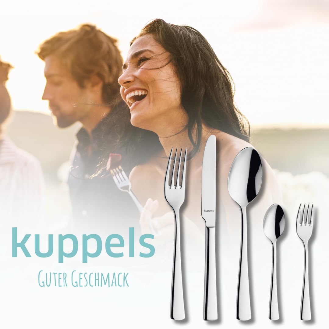 Kuppels Besteck-Set 30-tlg, 6 Personen, Edelstahl, Wellenschliff | Spülmaschinengeeignetes, rostfreies Tafelbesteck in 18/10 Edelstahl Qualität mit elegantem, zeitlosem Design