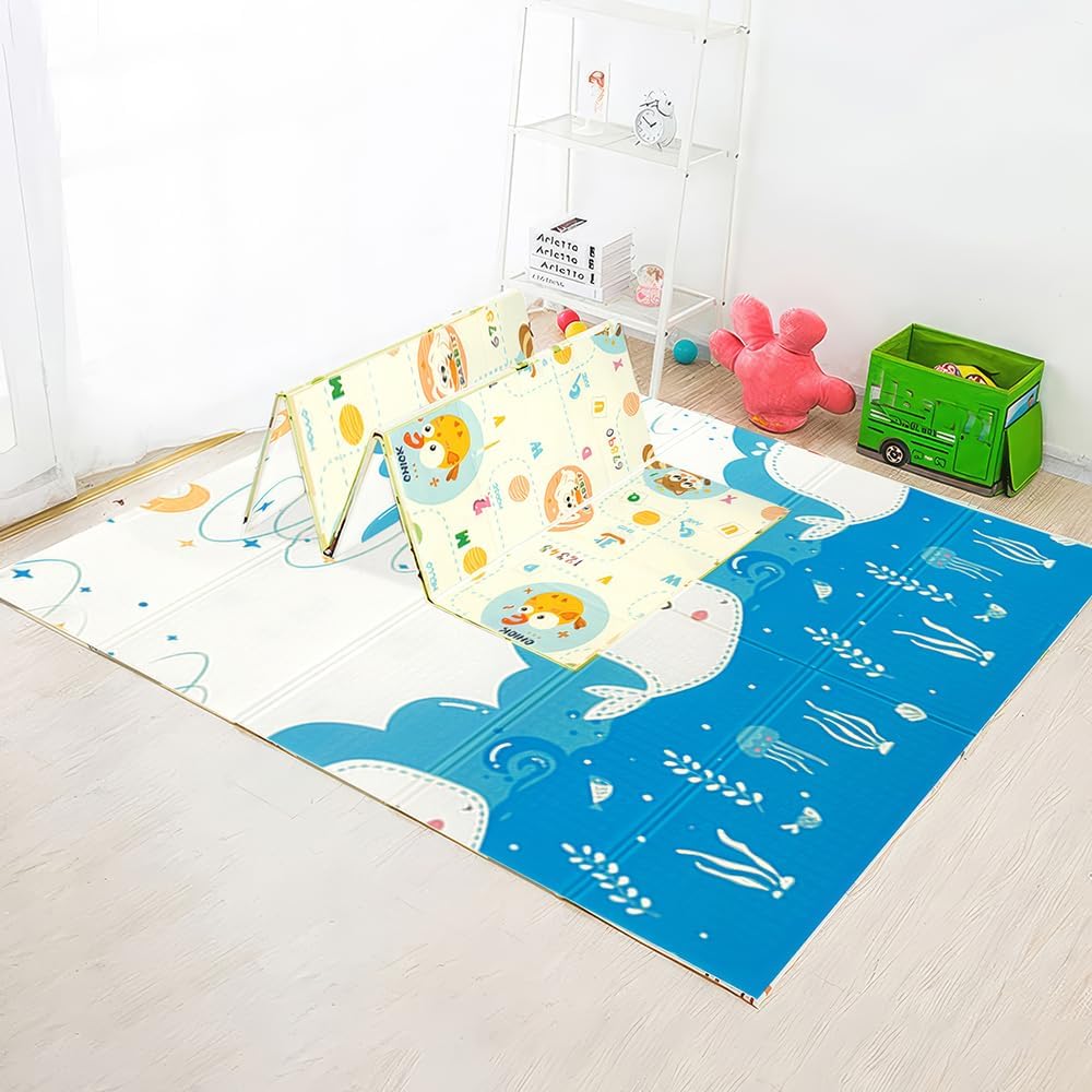 StarAndDaisy Play Mat For Babies, Infants & Toddlers/Baby Mats For Floor With Double Sided Water Proof/Baby Play Mat For Kids Reversible & Foldable Design,Multicolor,1 Count