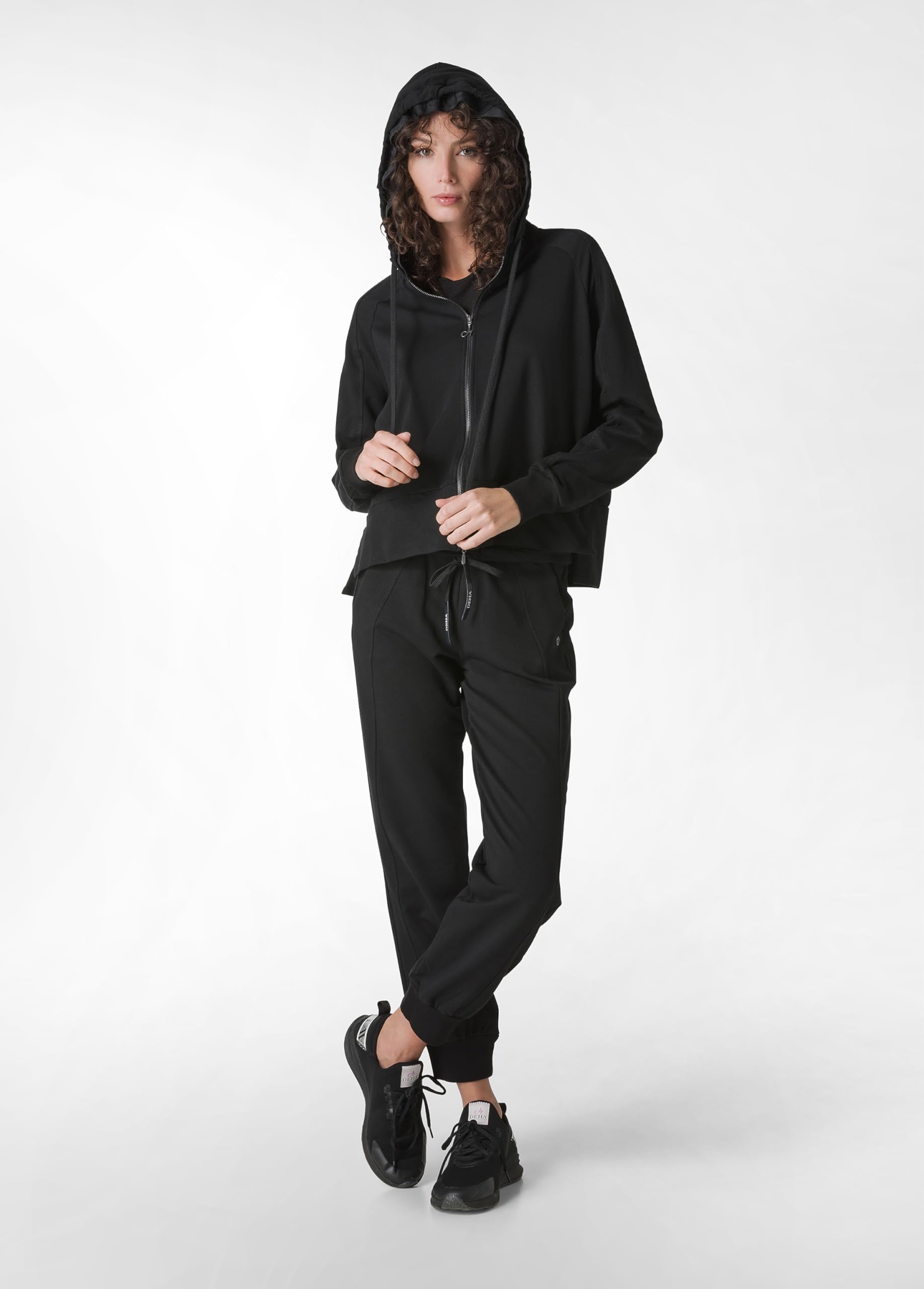 DEHA - Felpa Logo Taping Full Zip Hoodie in Cotone per Donna