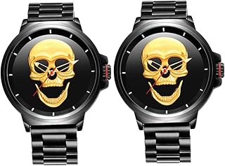 Cuidado Com O Homem Cuidado Com O Homem 2Pcs Relógio De Pulso Para Homem Relógio De Moda Para Homem Relógios De Quartzo Crânio Homem Relógio De Quartzo Homem Relógio De Quartzo