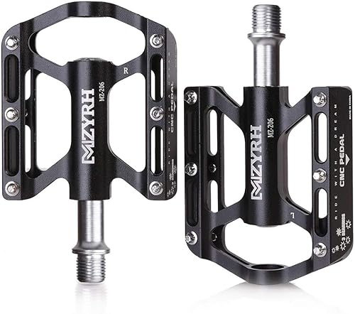 ThinkTop Pedales de plataforma de bicicleta de montaña para MTB BMX, ultraligero 9/16 Pedal de bicicleta de aluminio plano, 3 rodamientos sellados