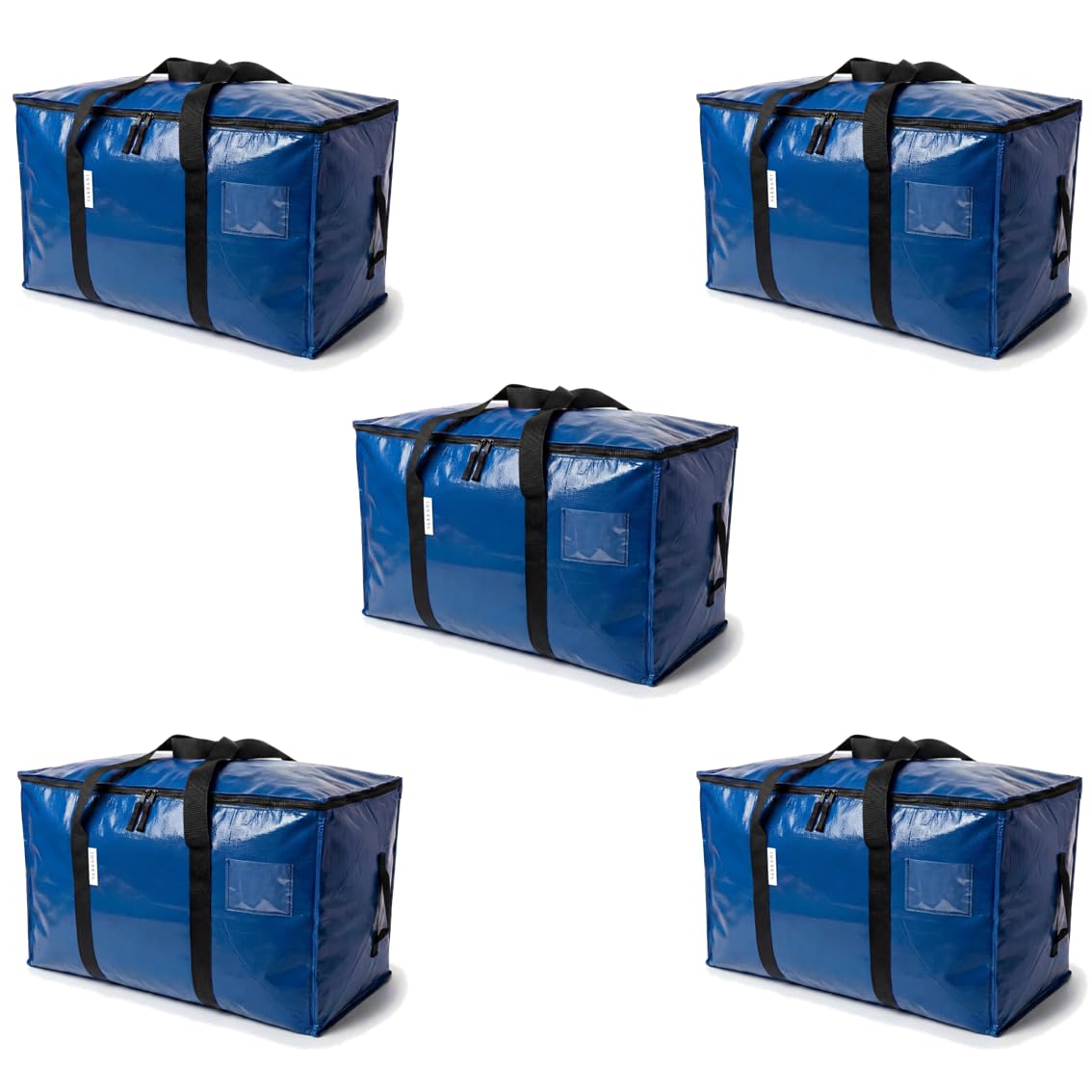 Lot de 5 Sacs de Rangement et Déménagement XXL 94L (4+1), Bleu, avec Poignées Renforcées et Fermeture Zippée, Grande Capacité, Gain de Place, Solide et Durable (5, Bleu)