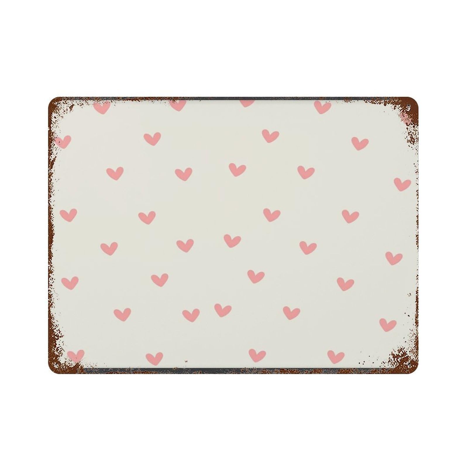 xiaoxiaoshen Vintage Boho Pink Hearts Pattern, Romantic Valentine's Day Wall Decor Art Metal Tin Poster Modern Home Decor Art Home Bar Shop Decorations Vintage Sign 30x40cm