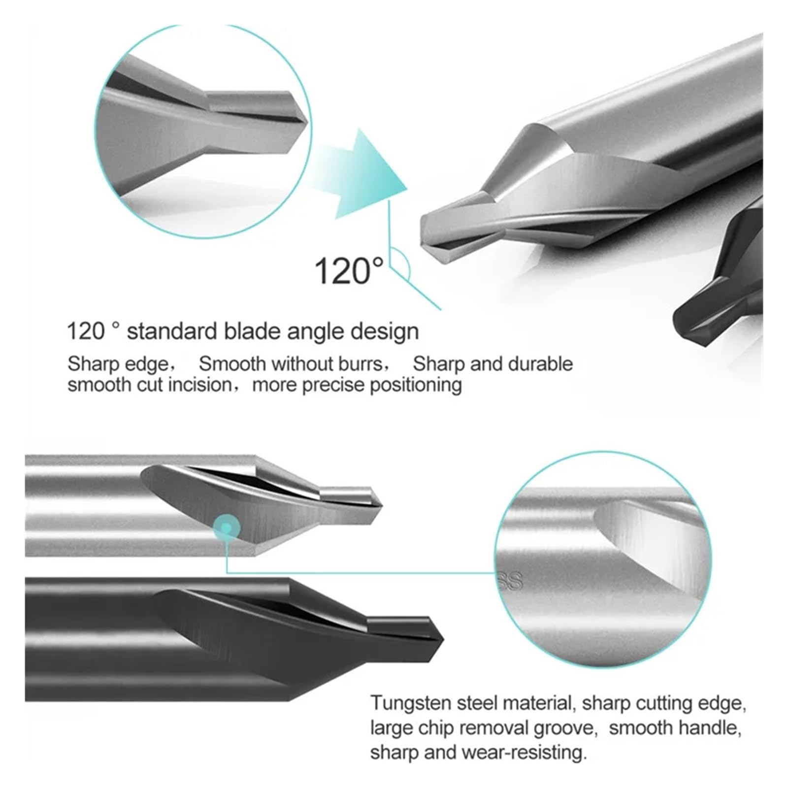 Centro Brocas HSS 10 Uds A1mm-A6.3mm/172/60 ° HSS perforación central centro de procesamiento de metal perforación chaflán posicionamiento CNC torno mecánico(A6.3mm)