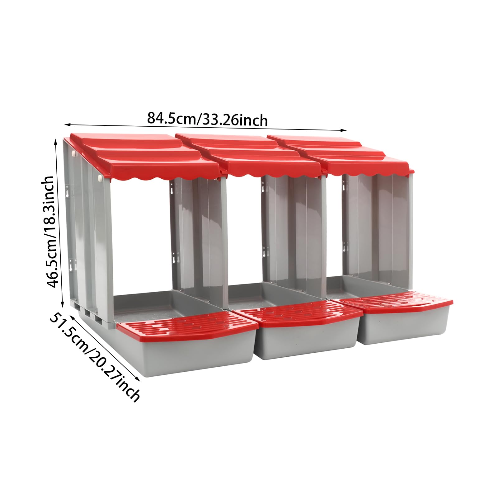 Nido per polli a 3 camere, nido per polli a parete, nido di galline in plastica con fondo inclinato, rosso