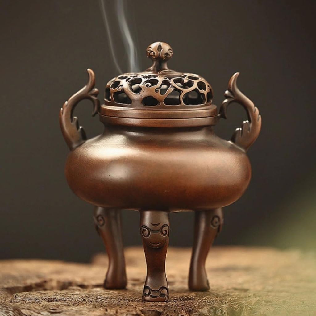 Quemador de incienso de cascada, quemador de incienso de sándalo para interiores, creativo de cobre puro, adornos decorativos antiguos, quemador de incienso de reflujo