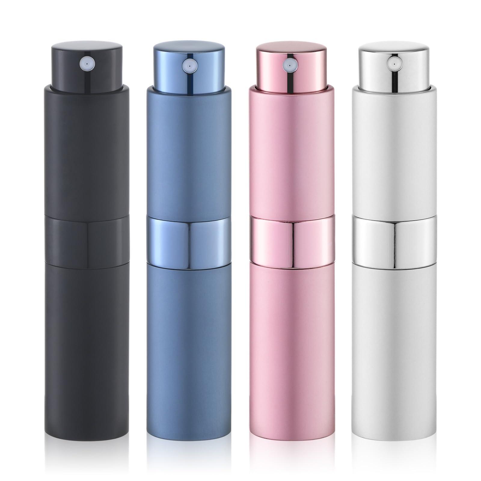 Lulupack Parfum Zerstäuber für Unterwegs - Reise Gadget zum Abfüllen Parfüm - Mini Travel Essentials Perfume Bottle for Girl - Kleine Parfümzerstäuber Nachfüllbars zum Befüllen 8ml 4 Stück Silber