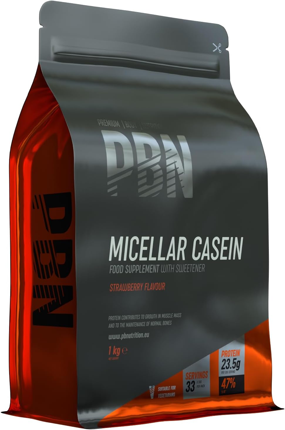 Premium Body Nutrition PBN - Micellar Casein Strawberry 1kg Pouch