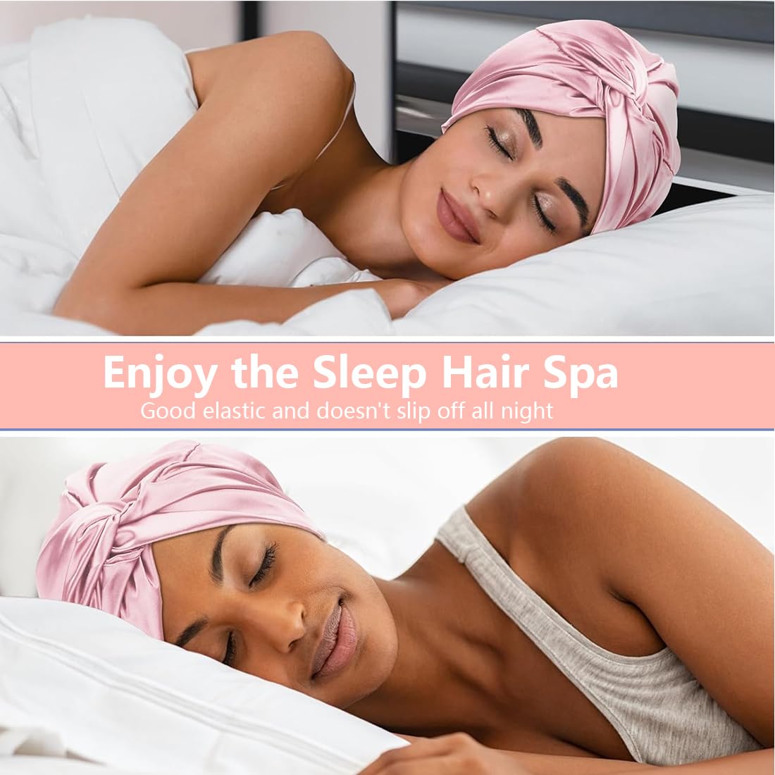 Cuffia Seta Capelli Notte, Cuffia Capelli Ricci Notte, Cuffia in Seta per Capelli Ricci, Silk Bonnet, Cuffia di Seta per Dormire, Cuffia da Notte per Capelli Ricci Lunghi Locs, Rosa