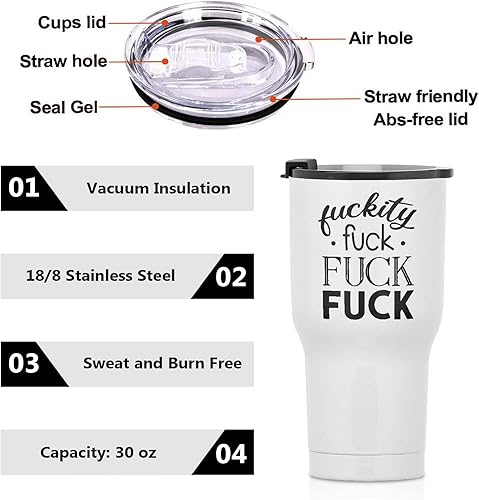 Miniatura 7 de Fuckity Fuck - Vaso de viaje de acero inoxidable de 30 onzas, vaso de café aislado